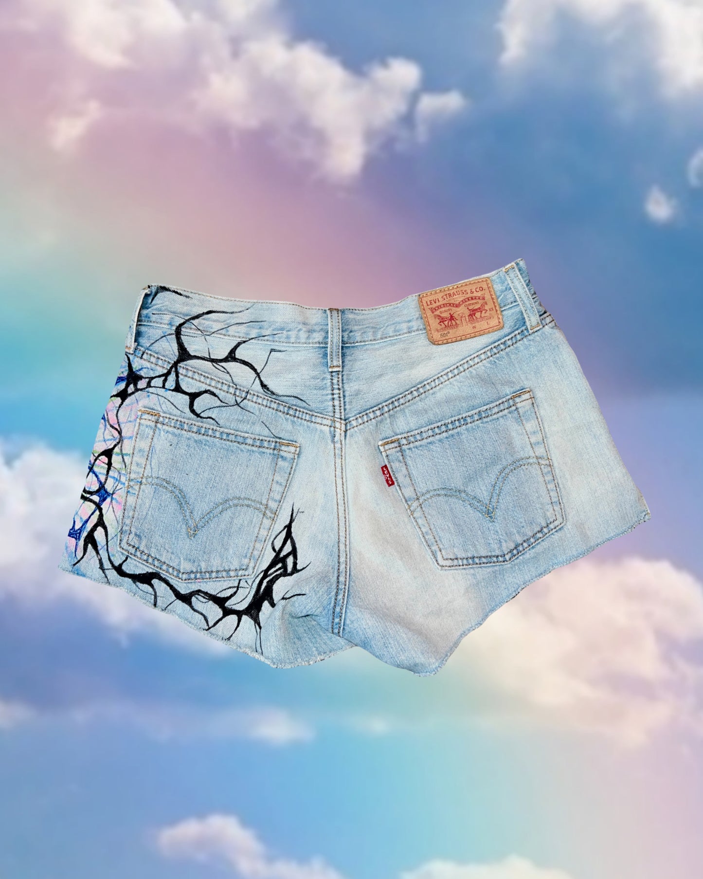 Cyber shorts - hand painted