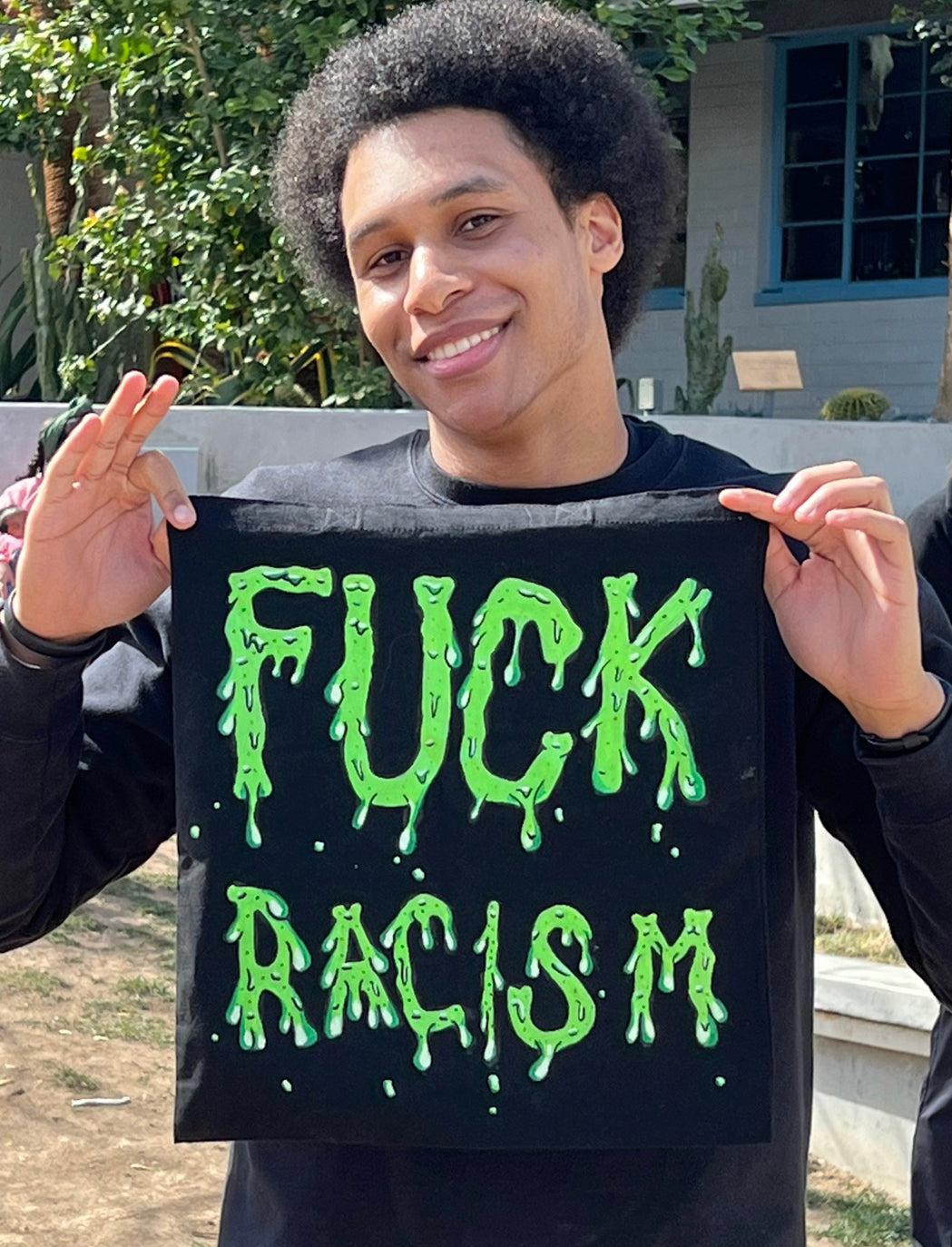 Fuck racism tote bag - hand painted