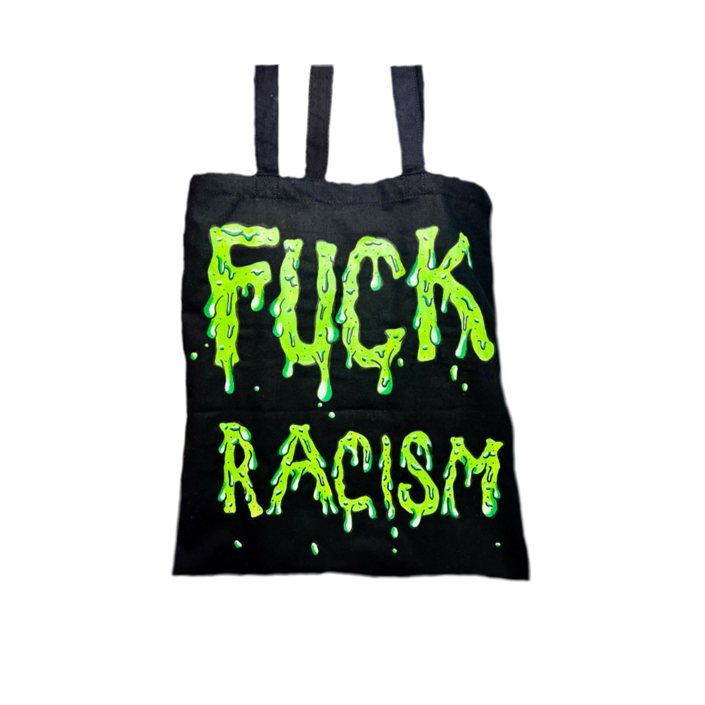 Fuck racism tote bag - hand painted