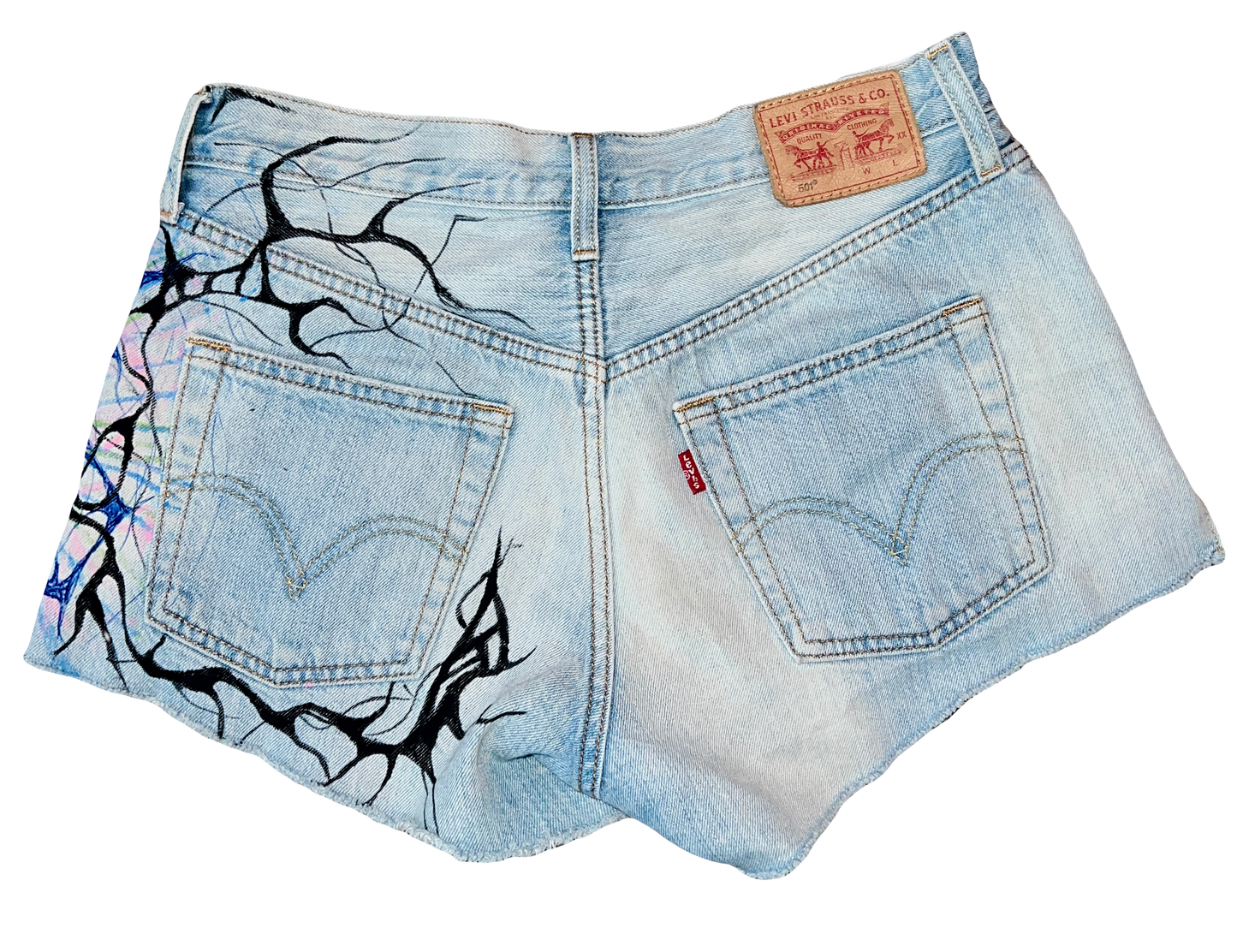 Cyber shorts - hand painted