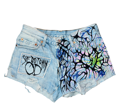 Cyber shorts - hand painted