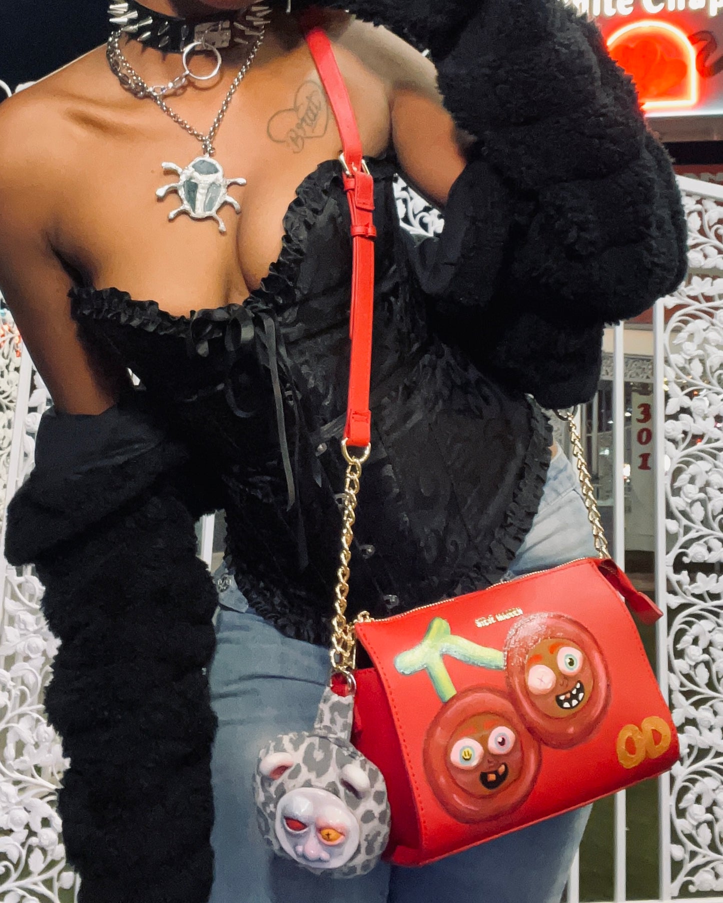 Twisted Cherries - Hand painted purse