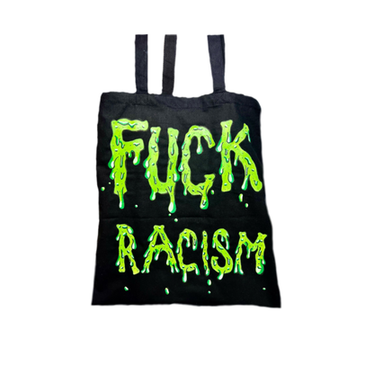 Fuck racism tote bag - hand painted