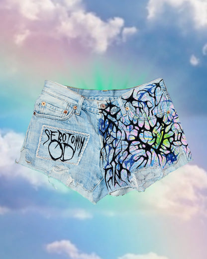 Cyber shorts - hand painted