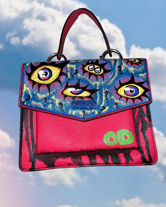 Im Watching U Hand painted Designer Guess Mini Satchel