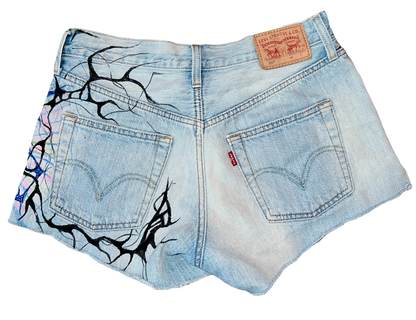 Cyber shorts - hand painted